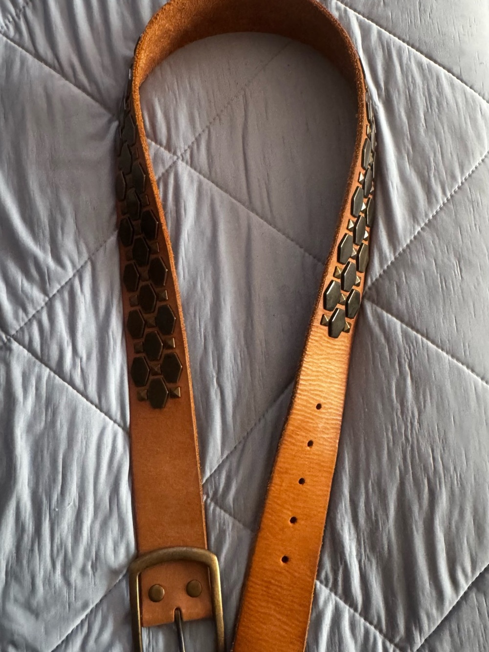 Linea Pelle Collection Genuine Leather Brown Studded Belt men size 36.